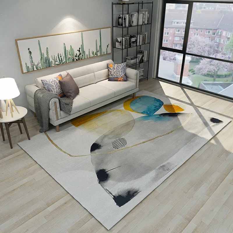 Tappeto colorblock facile Tappeto modernista multicolore Tappeto antiscivolo lavabile poliestere per animali domestici per...
