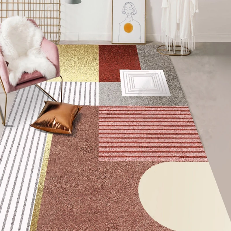 Tappeto con motivo strisce color block marrone Tappeto modernista poliestere Tappeto antiscivolo adatto agli animali domes...