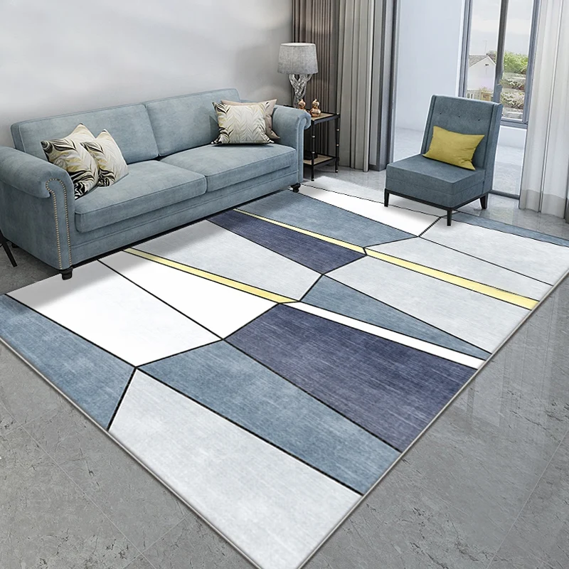 Tappeto modernista blu Tappeto color block poliestere Tappeto con supporto antiscivolo lavabile per animali domestici per...