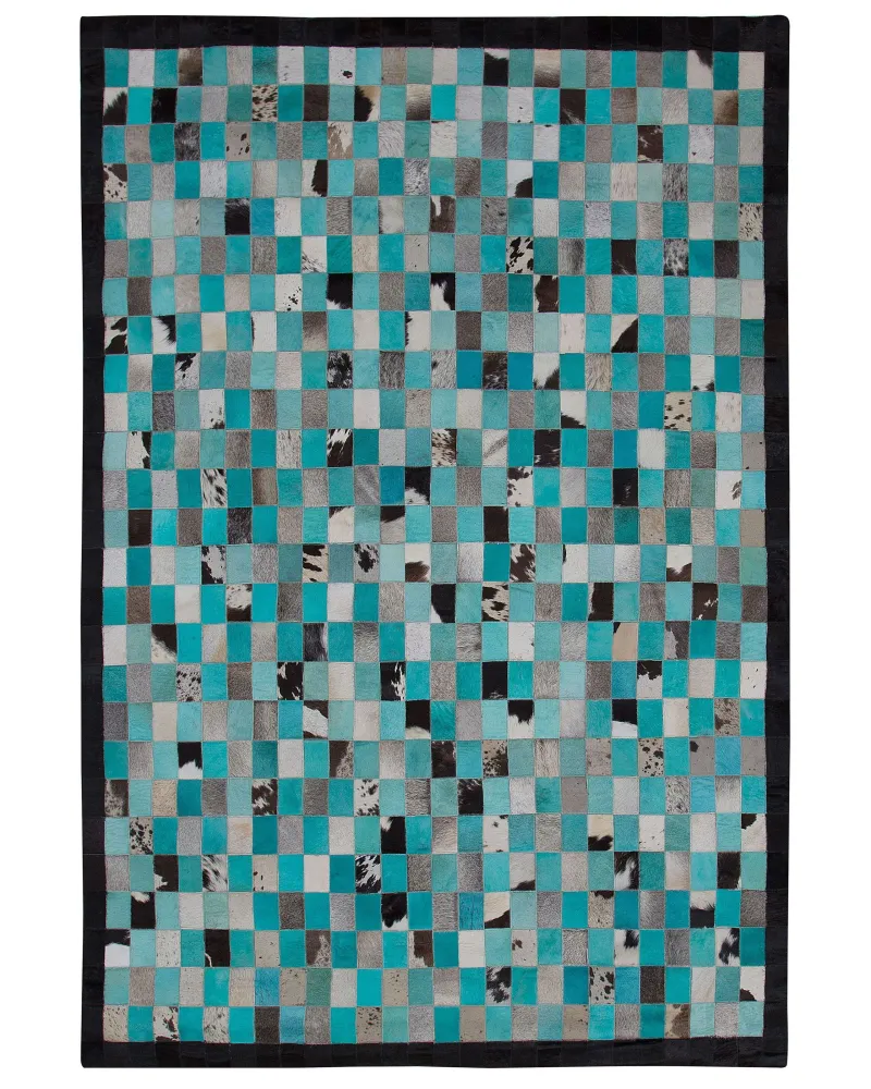 Tappeto pelle turchese/grigio 160 x 230 cm NIKFER