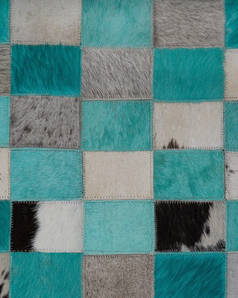 Tappeto pelle turchese/grigio 160 x 230 cm NIKFER