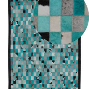 Tappeto pelle turchese/grigio 160 x 230 cm NIKFER