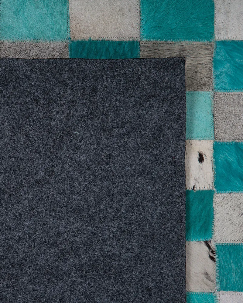 Tappeto pelle turchese/grigio 160 x 230 cm NIKFER