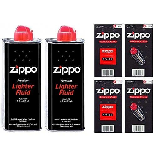 Zippo Ricambi Originali - 2x Lattina di Benzina 125ml + 12x Pietre Focaie +...