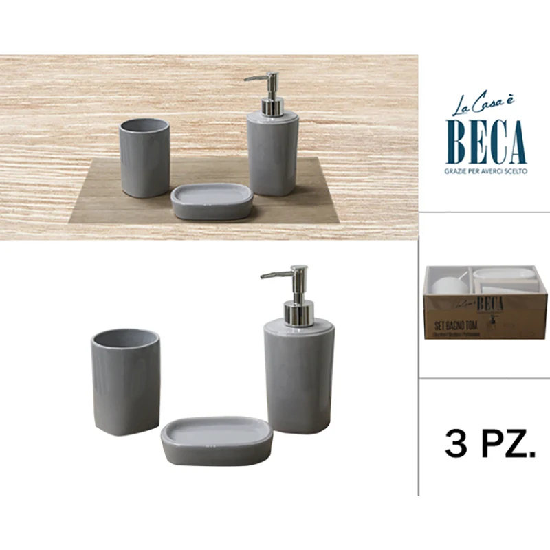 Set Bagno Tom 3 Pezzi Grigio 77323