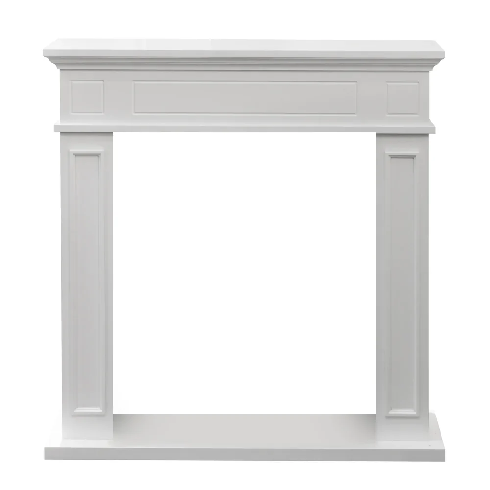 Cornice per camino rivestimento legno L89,5xH90,5xP28 Jefferson Bianco
