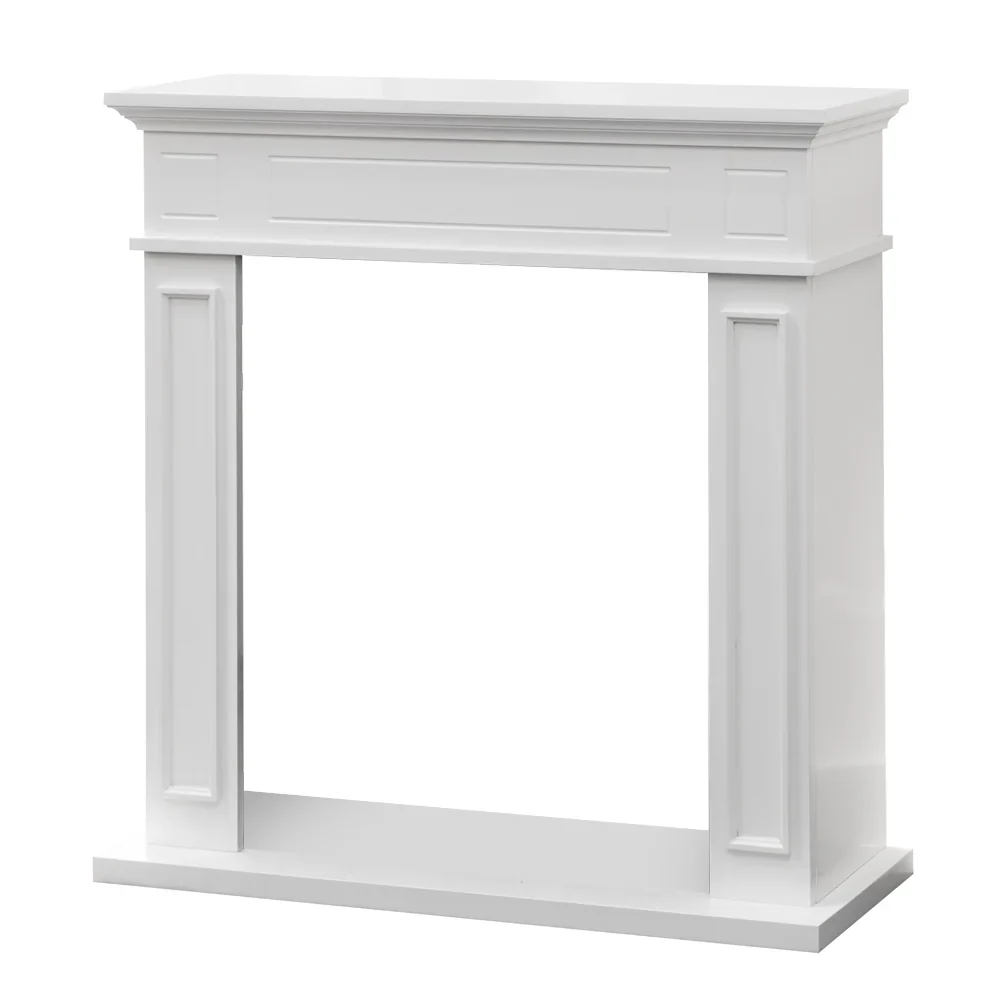 Cornice per camino rivestimento legno L89,5xH90,5xP28 Jefferson Bianco