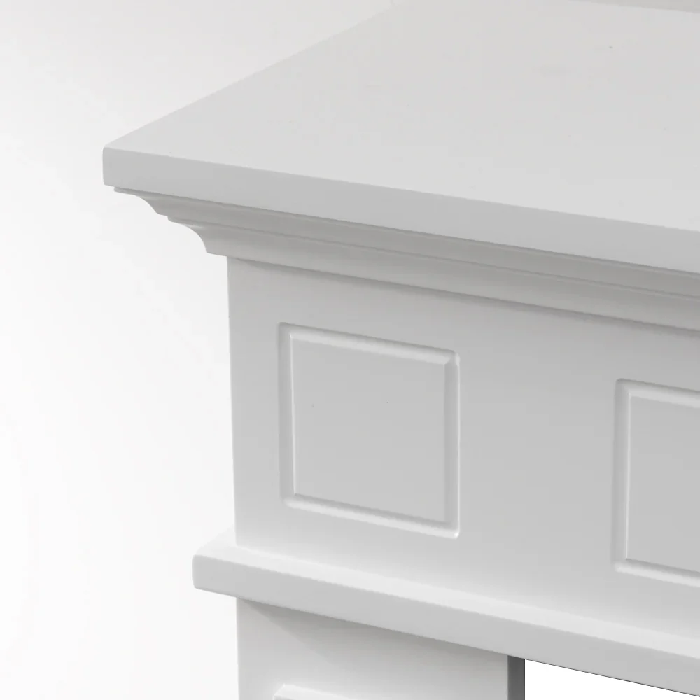 Cornice per camino rivestimento legno L89,5xH90,5xP28 Jefferson Bianco