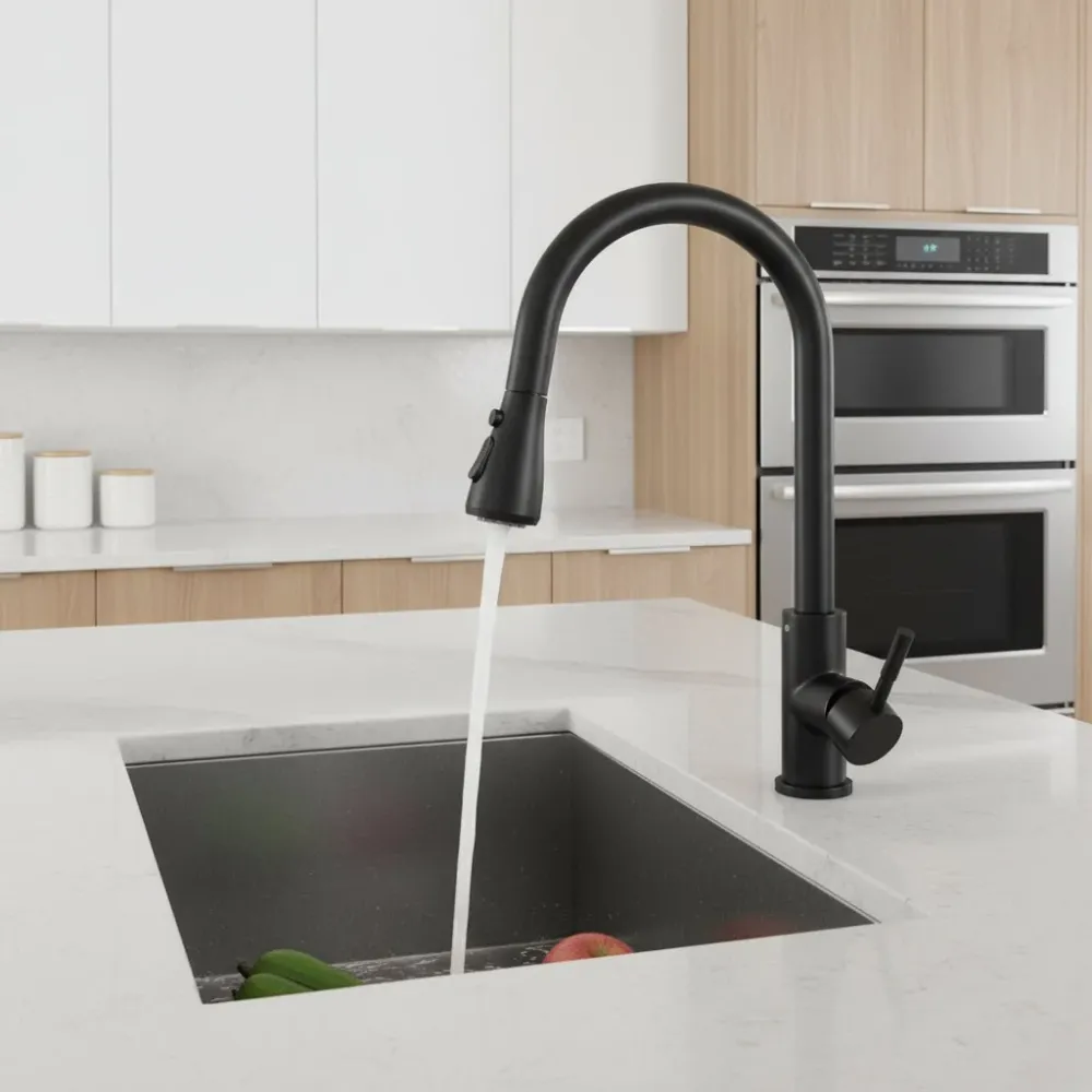 LUXSINK – Rubinetto da cucina moderno con arco alto e beccuccio estraibile per cucine eleganti Cozey Maison