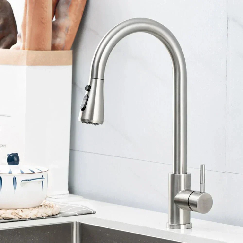 LUXSINK – Rubinetto da cucina moderno con arco alto e beccuccio estraibile per cucine eleganti Cozey Maison