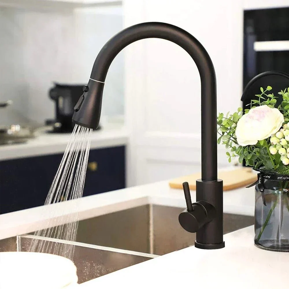 LUXSINK – Rubinetto da cucina moderno con arco alto e beccuccio estraibile per cucine eleganti Cozey Maison