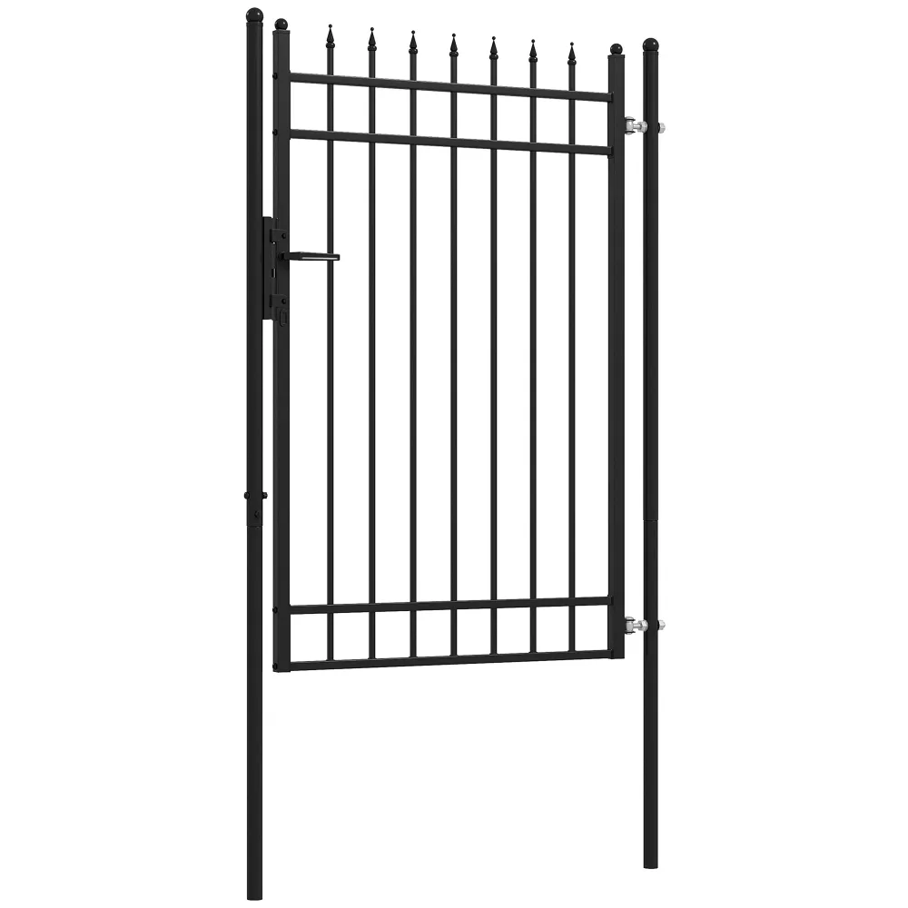 Cancello da Giardino di Sicurezza con Serratura 107x204 cm Acciaio Zincato Nero