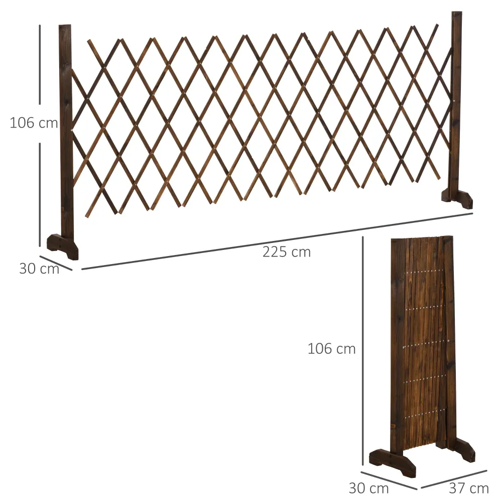 Recinzione da Giardino con Larghezza Regolabile 37-225 cm Legno Effetto Carbonizzato