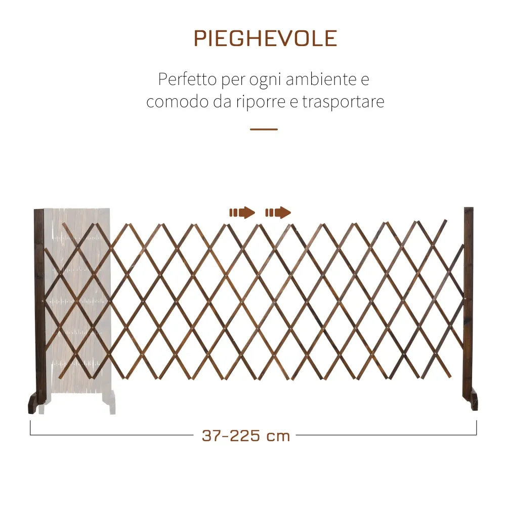 Recinzione da Giardino con Larghezza Regolabile 37-225 cm Legno Effetto Carbonizzato