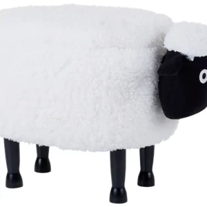 Fabric Storage Animal Stool White SHEEP con Chiusura Scatto