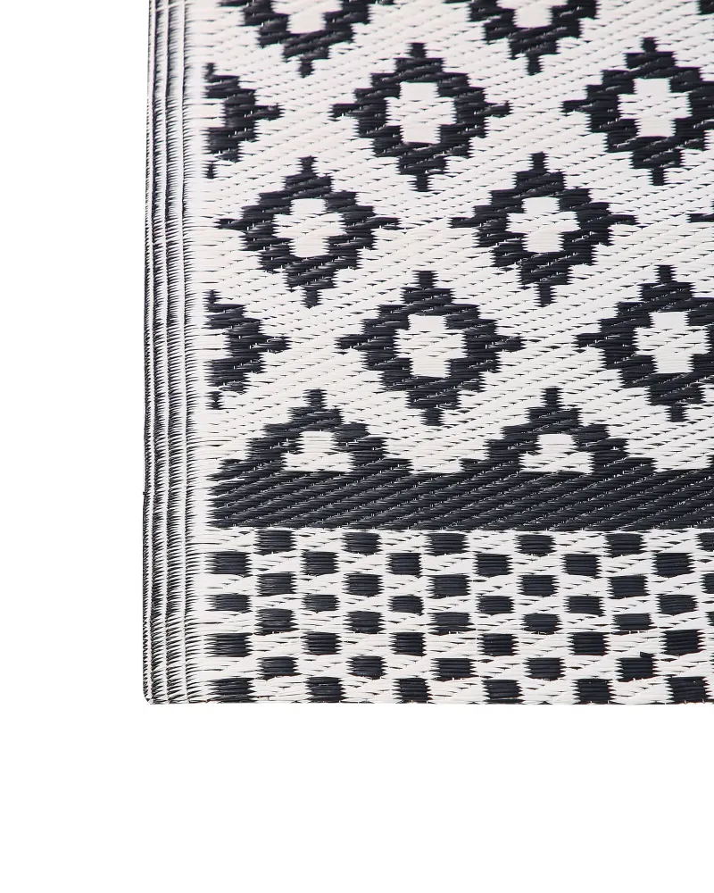 Tappeto da esterno con forme geometriche 120 x 180 cm nero THANE