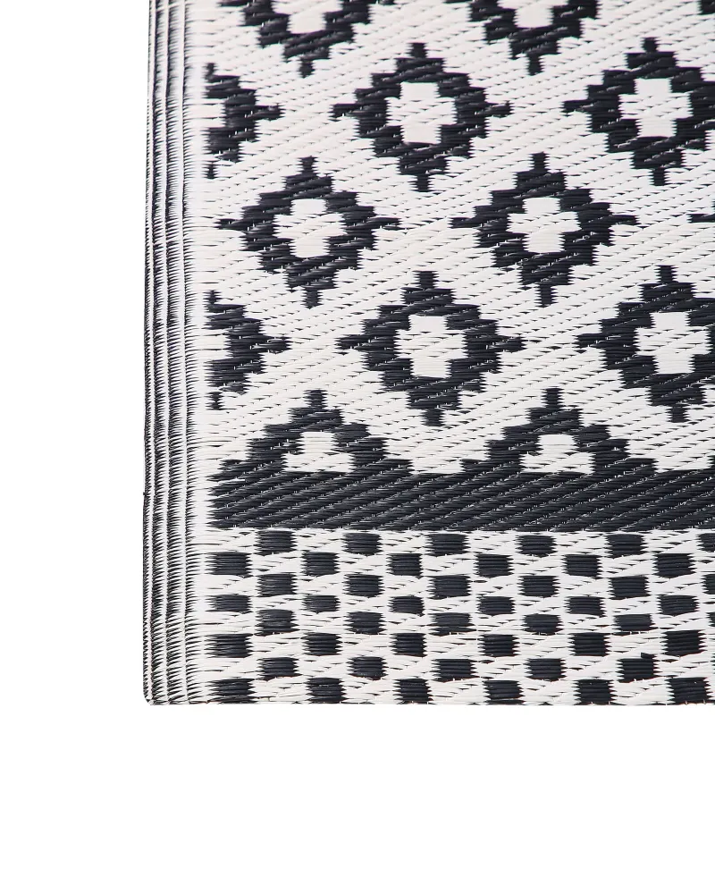 Tappeto da esterno con forme geometriche 120 x 180 cm nero THANE