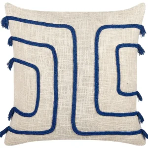 Cuscino cotone beige evidente e blu marino 45 x 45 cm PLEIONE