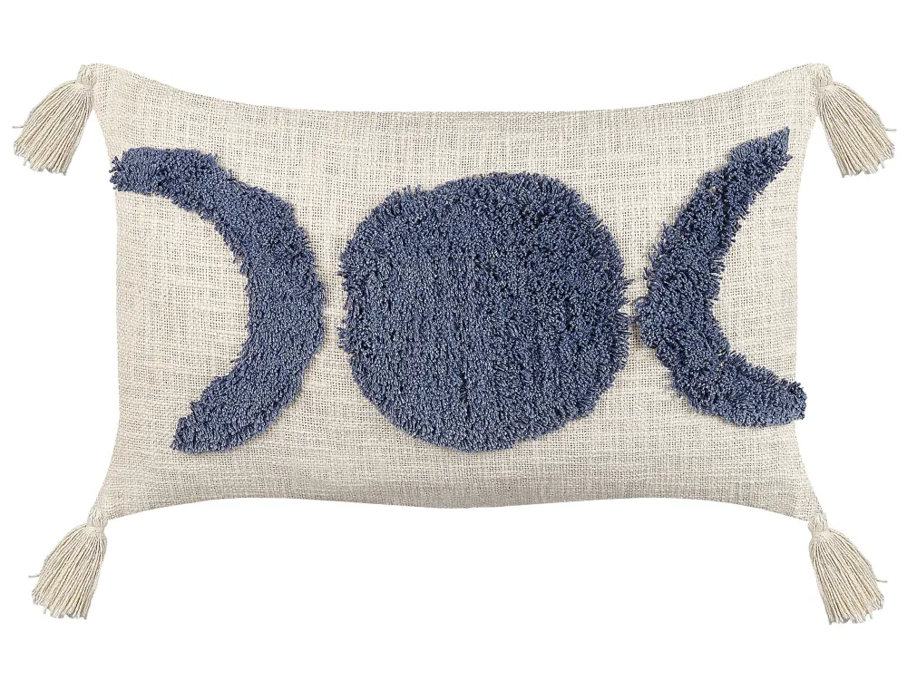 Cuscino cotone beige limpido e blu 35 x 55 cm LUPINUS