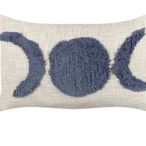 Cuscino cotone beige palese e blu 35 x 55 cm LUPINUS