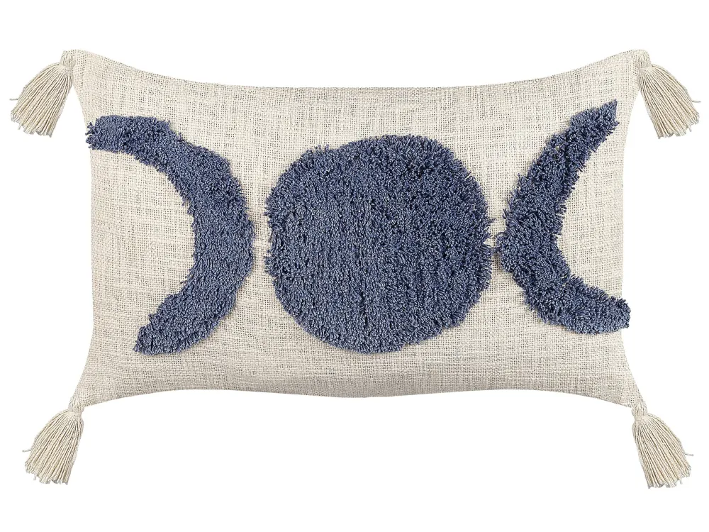 Cuscino cotone beige palese e blu 35 x 55 cm LUPINUS