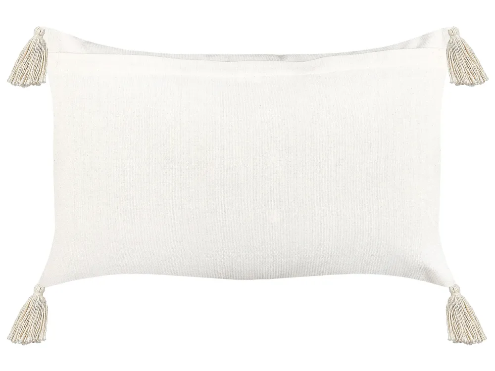 Cuscino cotone beige palese e blu 35 x 55 cm LUPINUS