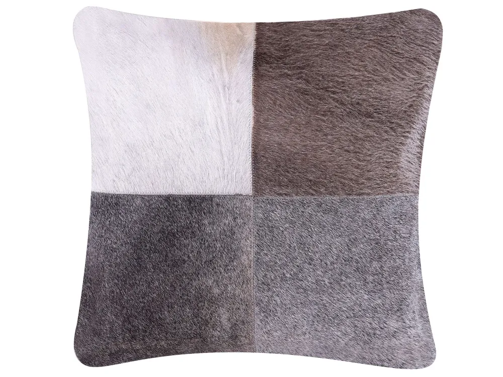 Cuscino decorativo pelle bovina 45 x 45 cm grigio NELLAD
