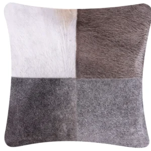 Cuscino decorativo pelle bovina 45 x 45 cm grigio NELLAD