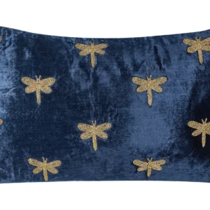 Cuscino velluto blu marino 30 x 50 cm BLUESTEM