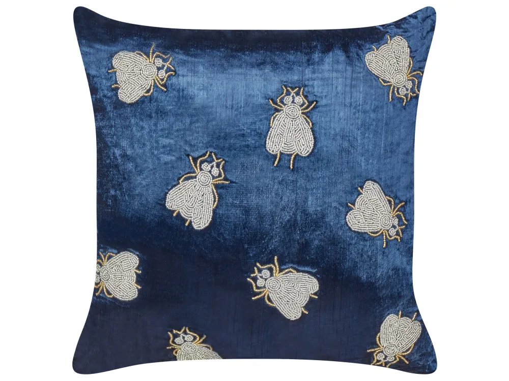 Cuscino velluto blu navy 45 x 45 cm PENTAS