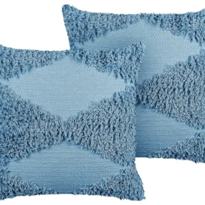 Set di 2 cuscini cotone blu 45 x 45 cm RHOEO