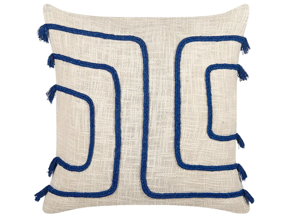 Set di 2 cuscini cotone camoscio chiaro e blu marino 45 x 45 cm PLEIONE