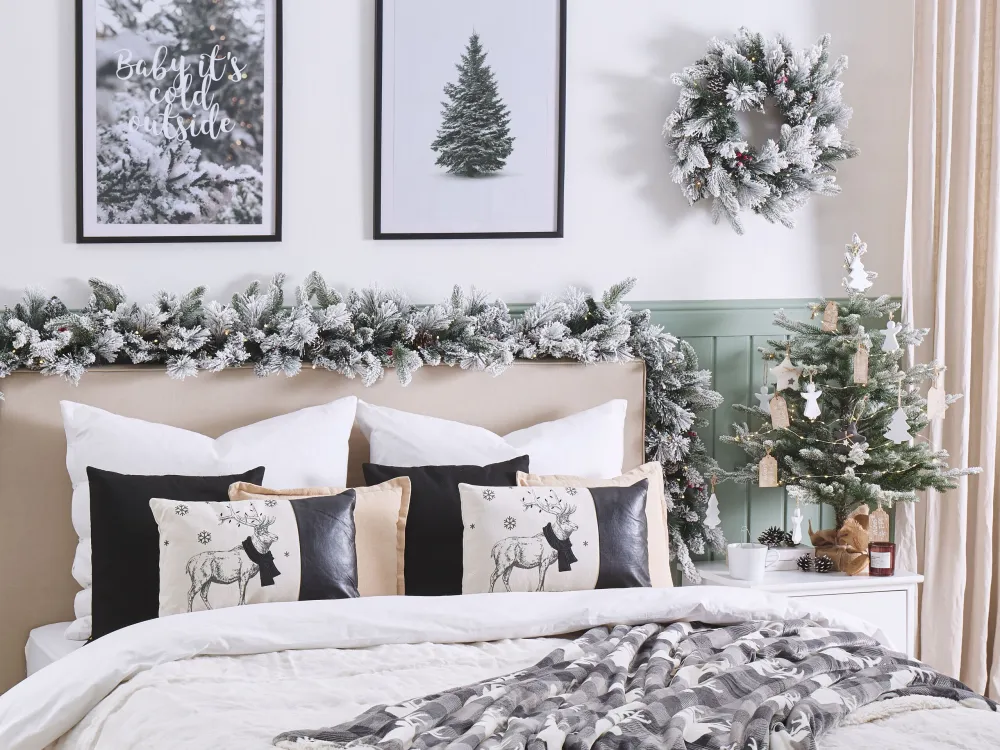 Set di 2 cuscini decorativi con renne 30 x 50 cm nero e bianco SVEN