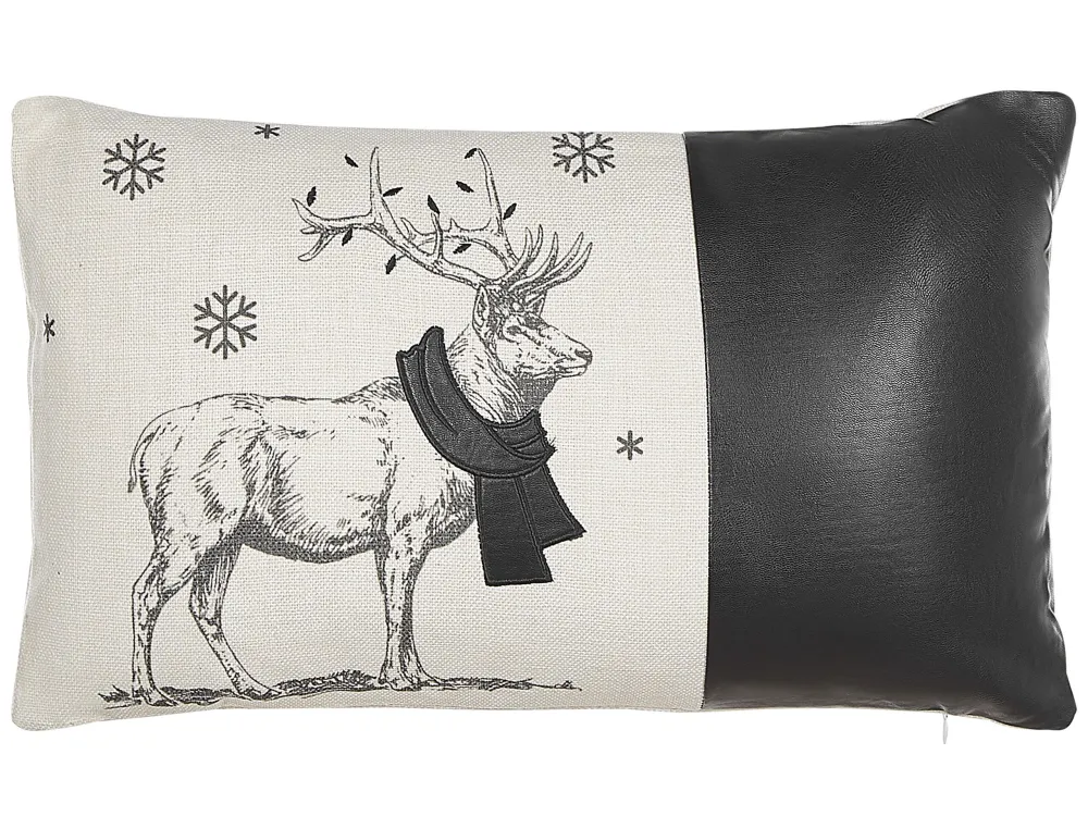 Set di 2 cuscini decorativi con renne 30 x 50 cm nero e bianco SVEN
