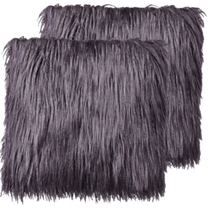 Set di 2 cuscini pelle sintetica grigio nero 45 x 45 cm COROKIA