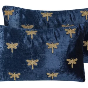 Set di 2 cuscini velluto blu marino 30 x 50 cm BLUESTEM