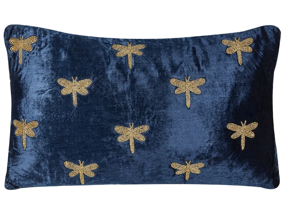 Set di 2 cuscini velluto blu marino 30 x 50 cm BLUESTEM