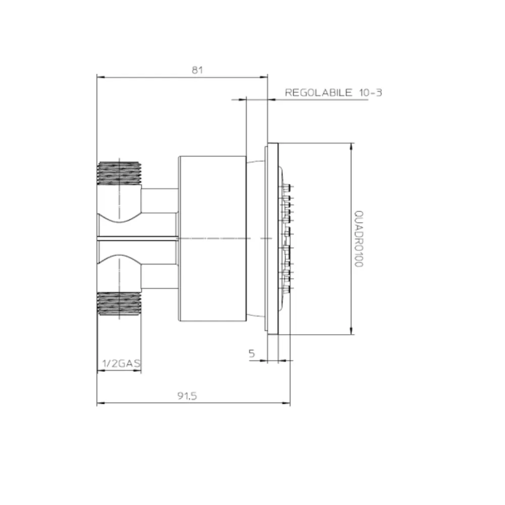 Soffione doccia ABS autopulente e orientabile Bossini Cubic Reg 100x100