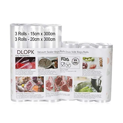 Sottovuoto Sacchetti Rotoli da 3 6 Packs 15X300cm and 20x300cm