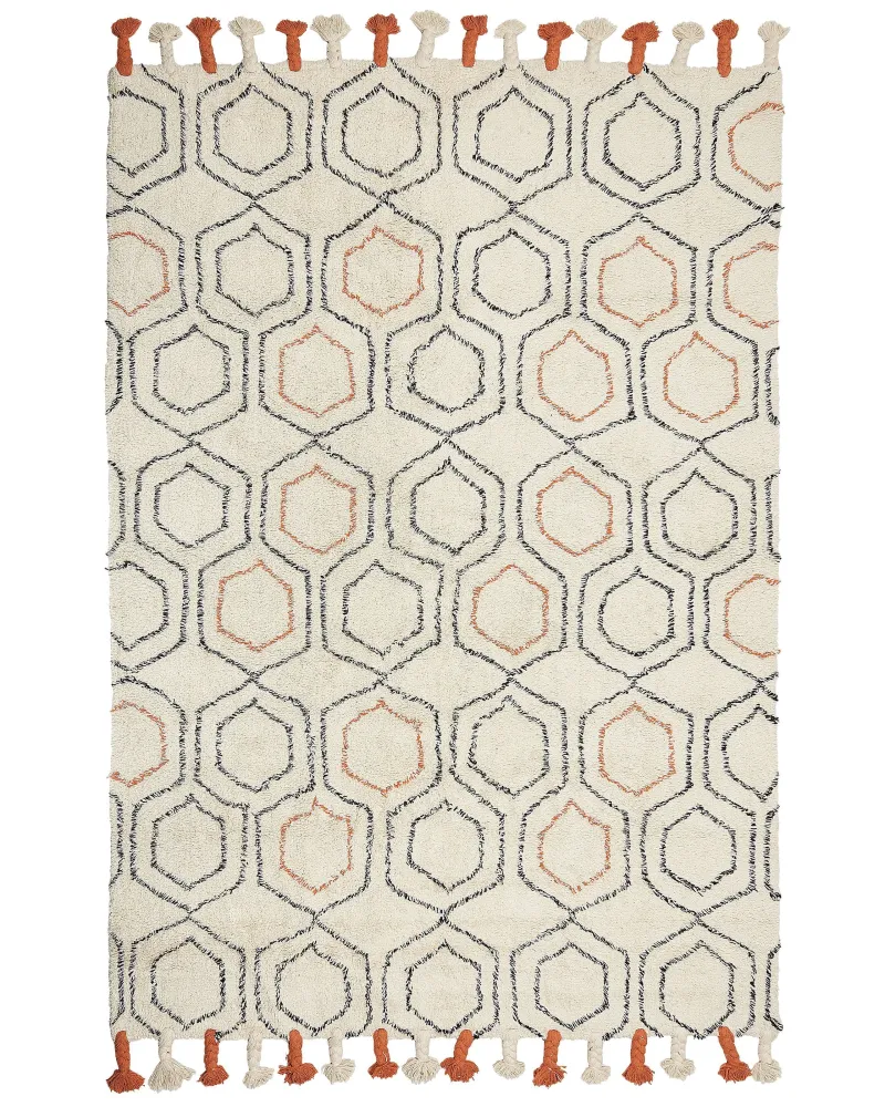 Tappeto cotone camoscio e arancione 160 x 230 cm HAJIPUR con 3 Punte Intercambiabili