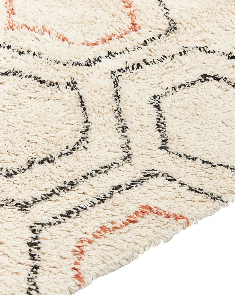 Tappeto cotone camoscio e arancione 160 x 230 cm HAJIPUR con 3 Punte Intercambiabili