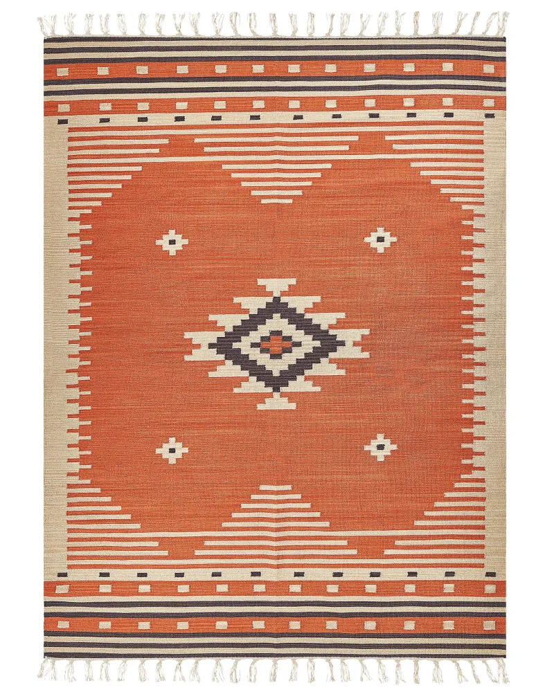 Tappeto kilim cotone arancione 160 x 230 cm GAVAR