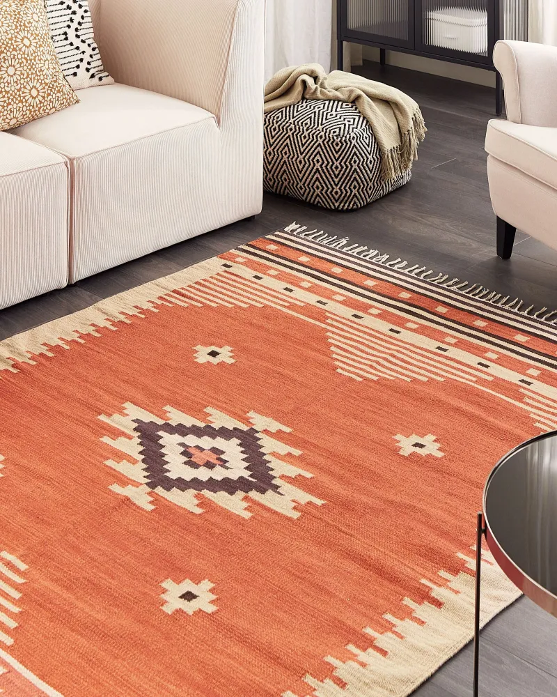 Tappeto kilim cotone arancione 160 x 230 cm GAVAR