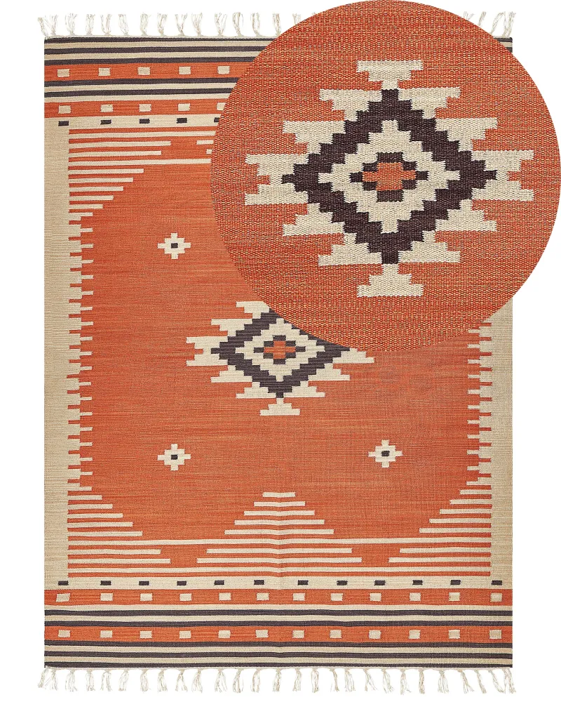 Tappeto kilim cotone arancione 160 x 230 cm GAVAR