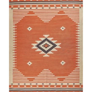 Tappeto kilim cotone arancione 200 x 300 cm GAVAR Manico Legno