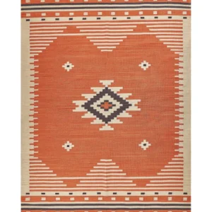 Tappeto kilim cotone arancione 200 x 300 cm GAVAR Manico Legno
