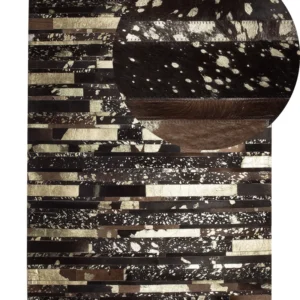 Tappeto patchwork vera pelle 160 x 230 cm nero e oro ARTVIN per Creazioni Moderne