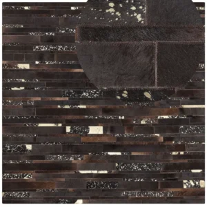 Tappeto patchwork vera pelle 200 x 200 cm nero e oro ARTVIN Acciaio Inox