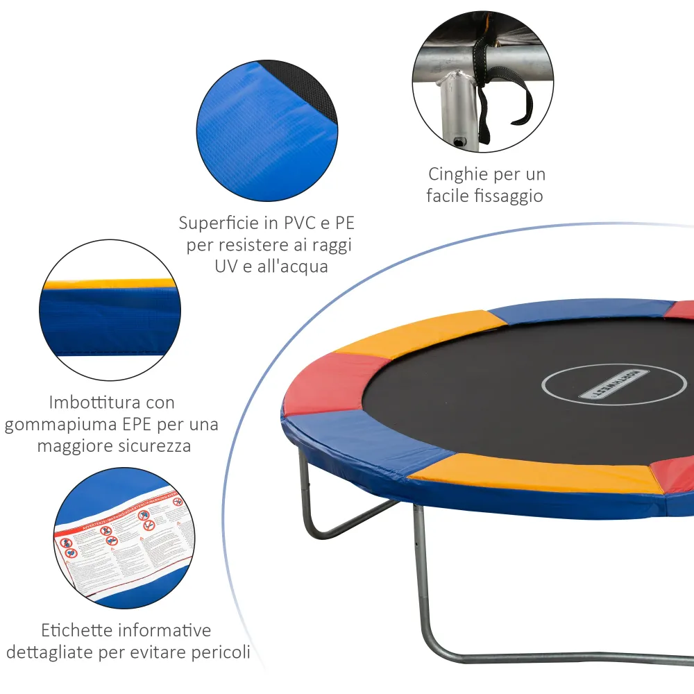 Easycomfort Copertura Imbottita Bordo Trampolino, Protezione per Tappeto Elastico PVC Rosso Blu Giallo ( Ø305cm )
