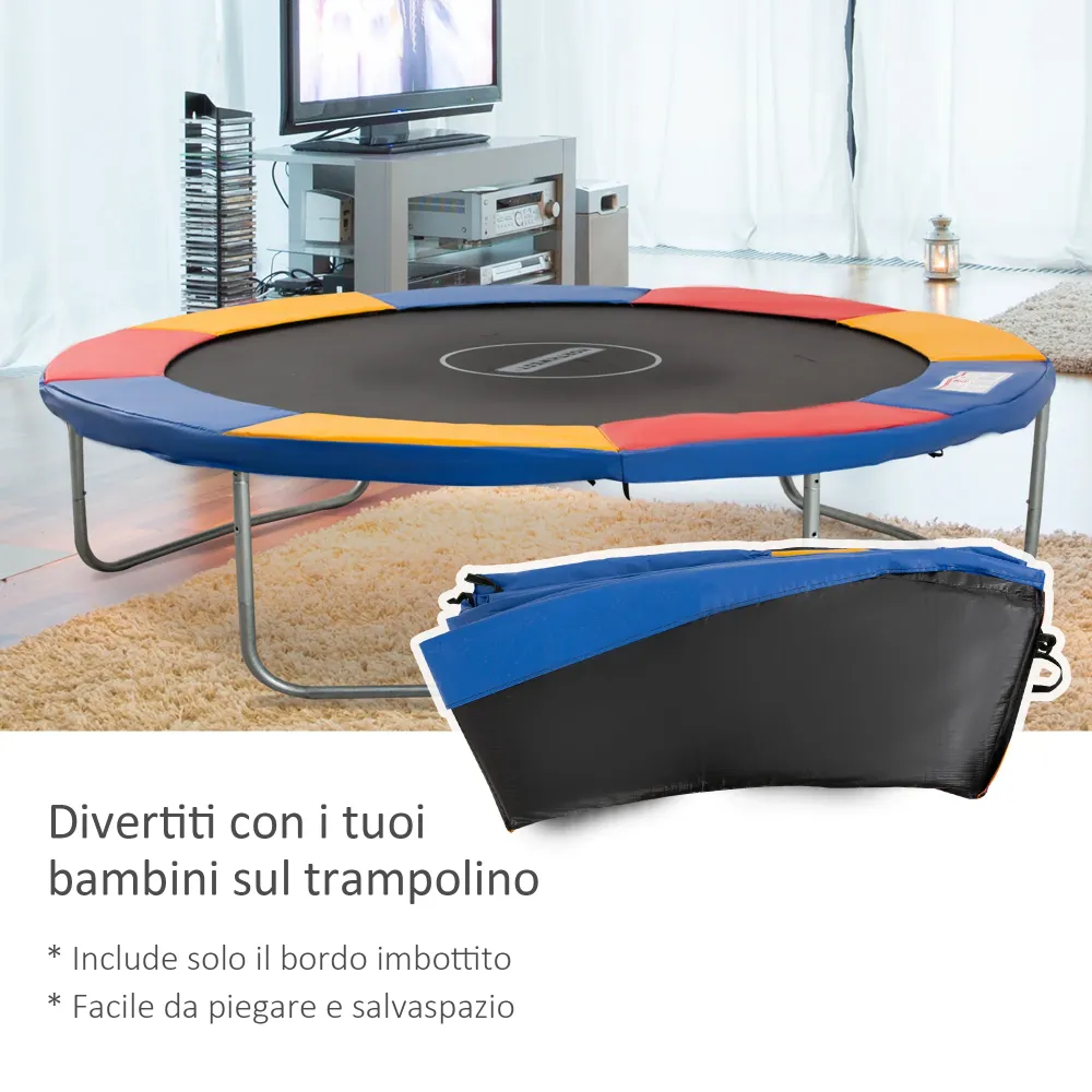 Easycomfort Copertura Imbottita Bordo Trampolino, Protezione per Tappeto Elastico PVC Rosso Blu Giallo ( Ø305cm )